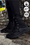 Boy Uzatan Gizli Topuk Siyah Combat Gtx WaterProof Fermuarlı Bot